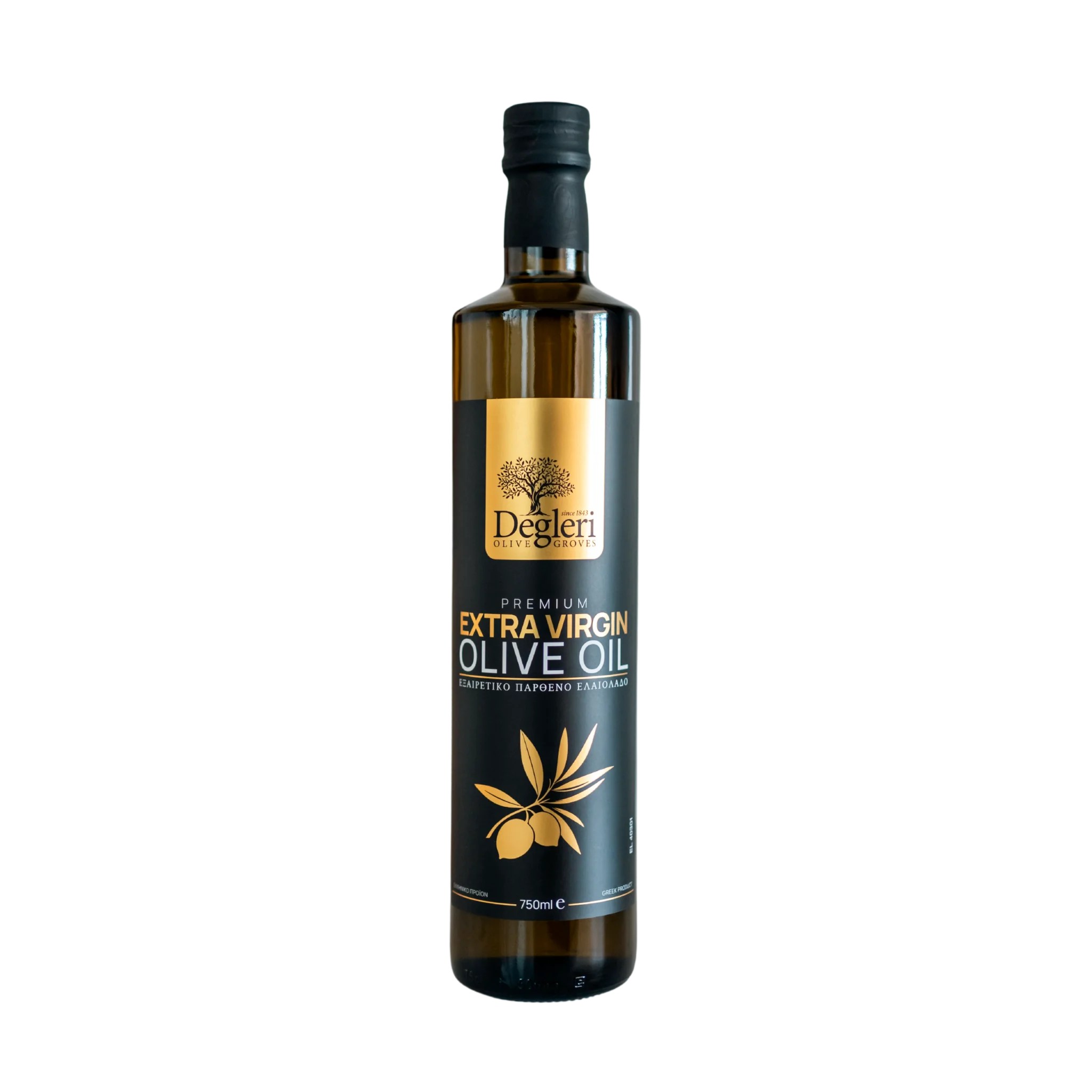 Degleri Premium Extra Virgin Olive Oil 750ml Glass Bottle – Greek single-origin cold-pressed olive oil, low acidity and rich in polyphenols