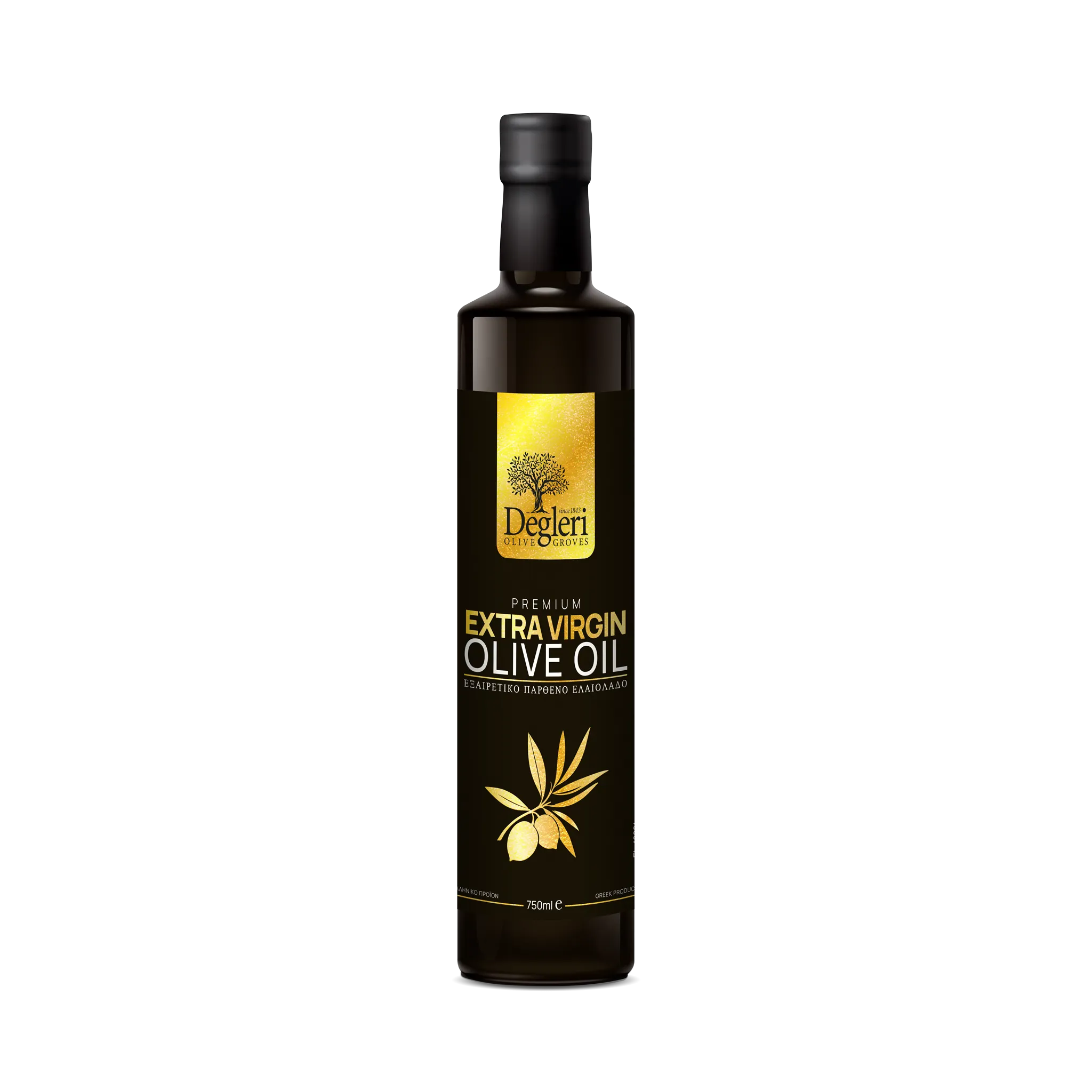 Degleri Premium Extra Virgin Olive Oil 750ml Glass Bottle – Greek single-origin cold-pressed olive oil, low acidity and rich in polyphenols