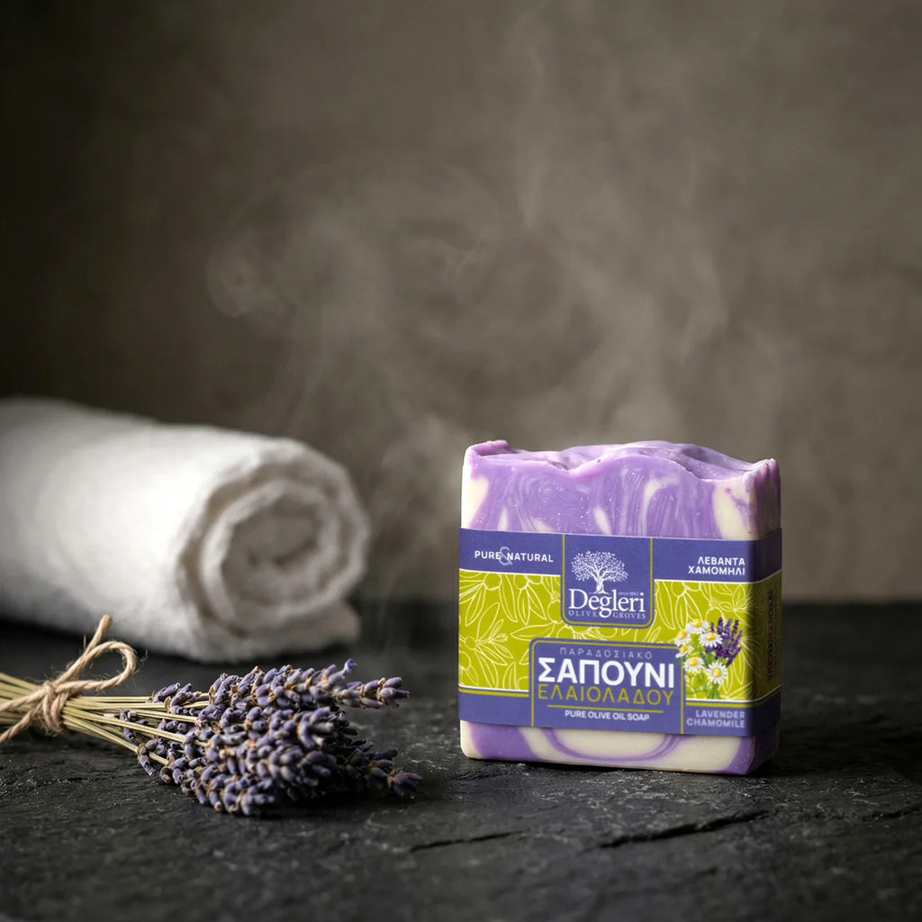 Handmade Greek olive oil soap bar - Lavender Chamomile by Degleri Olive Groves