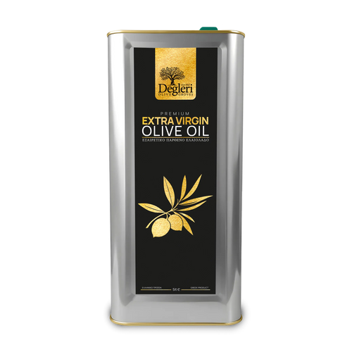 Degleri Premium Extra Virgin Olive Oil 5L Tin – Greek single-origin cold-pressed olive oil, low acidity and rich in polyphenols.