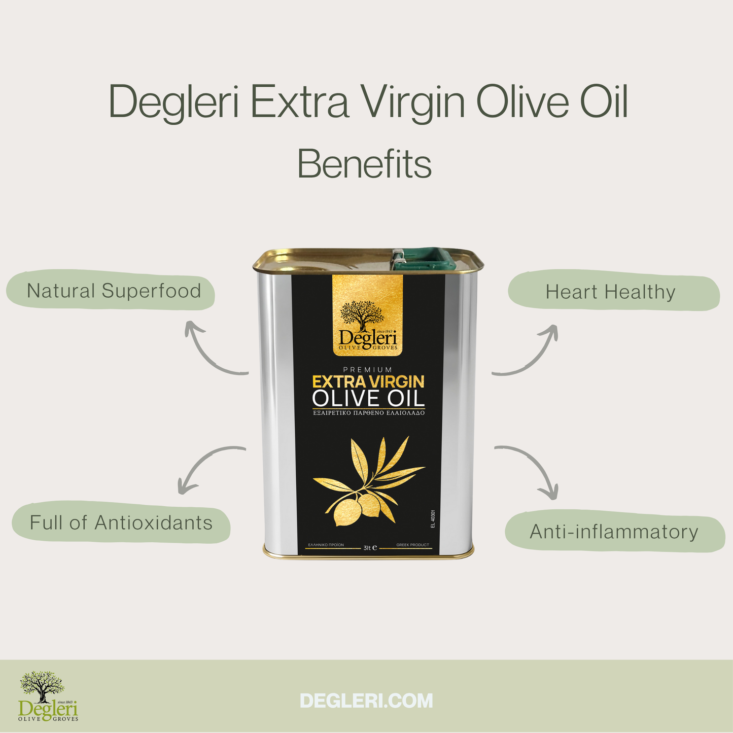 Degleri Premium Extra Virgin Olive Oil - 3L Tin