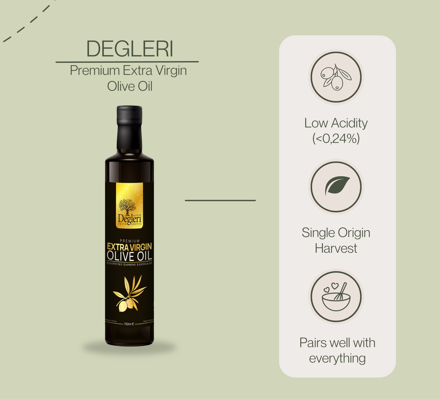 Degleri Premium Extra Virgin Olive Oil - 750ml Glass